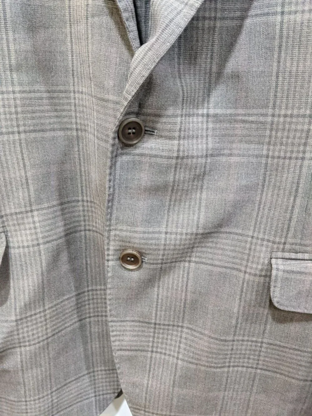 Brunello Cucinelli Gray/Salmon Plaid Blazer Size 56 100% Linen. Display Model